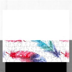 Watercolor Feather Background Rectangular Jigsaw Puzzl