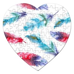 Watercolor Feather Background Jigsaw Puzzle (heart)