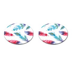 Watercolor Feather Background Cufflinks (oval)