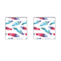 Watercolor Feather Background Cufflinks (square) by LimeGreenFlamingo