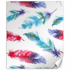 Watercolor Feather Background Canvas 8  X 10 