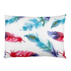 Watercolor Feather Background Pillow Case by LimeGreenFlamingo