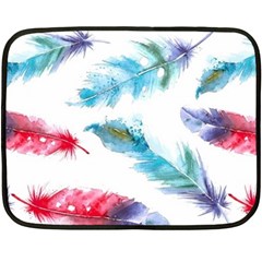 Watercolor Feather Background Fleece Blanket (mini) by LimeGreenFlamingo