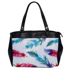 Watercolor Feather Background Office Handbags by LimeGreenFlamingo