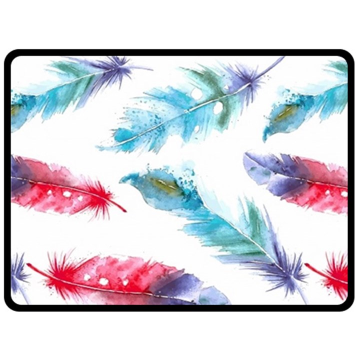 Watercolor Feather Background Fleece Blanket (Large) 