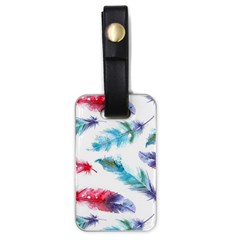 Watercolor Feather Background Luggage Tags (one Side)  by LimeGreenFlamingo