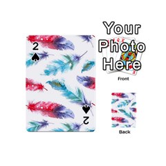 Watercolor Feather Background Playing Cards 54 (mini)  by LimeGreenFlamingo