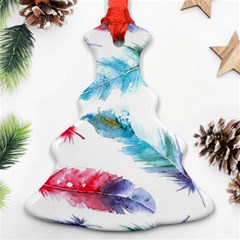 Watercolor Feather Background Ornament (christmas Tree)  by LimeGreenFlamingo