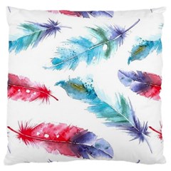 Watercolor Feather Background Large Cushion Case (one Side) by LimeGreenFlamingo