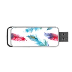 Watercolor Feather Background Portable Usb Flash (two Sides) by LimeGreenFlamingo