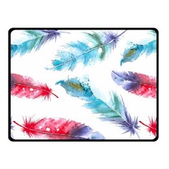 Watercolor Feather Background Double Sided Fleece Blanket (small)  by LimeGreenFlamingo