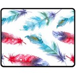 Watercolor Feather Background Double Sided Fleece Blanket (Medium)  58.8 x47.4  Blanket Front