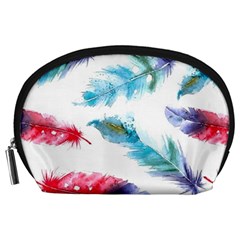 Watercolor Feather Background Accessory Pouches (large)  by LimeGreenFlamingo