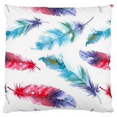 Watercolor Feather Background Large Flano Cushion Case (one Side) by LimeGreenFlamingo