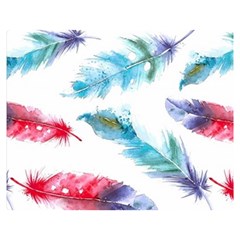 Watercolor Feather Background Double Sided Flano Blanket (medium)  by LimeGreenFlamingo