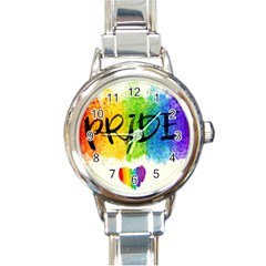 Pride Watercolor Round Italian Charm Watch by LimeGreenFlamingo