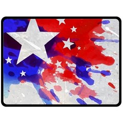 Stars Red Blue Watercolor Fleece Blanket (large)  by LimeGreenFlamingo