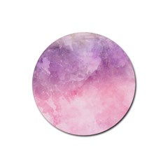 Pink Watercolor Paper Rubber Round Coaster (4 Pack)  by LimeGreenFlamingo