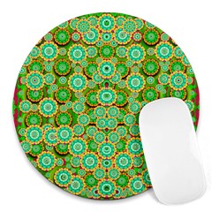 Flowers In Mind In Happy Soft Summer Time Round Mousepads by pepitasart