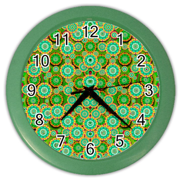 Flowers In Mind In Happy Soft Summer Time Color Wall Clocks