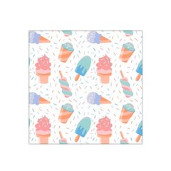 Hand Drawn Ice Creams Pattern In Pastel Colorswith Pink Watercolor Texture  Satin Bandana Scarf by LimeGreenFlamingo