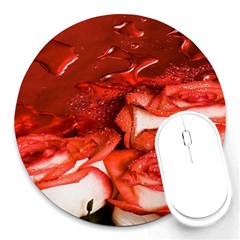 Nice Rose With Water Round Mousepads by BangZart