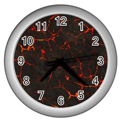 Volcanic Textures Wall Clocks (silver)  by BangZart