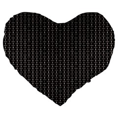 Dark Black Mesh Patterns Large 19  Premium Flano Heart Shape Cushions by BangZart