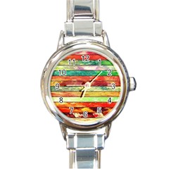 Stripes Color Oil Round Italian Charm Watch by BangZart