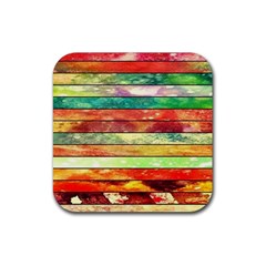 Stripes Color Oil Rubber Coaster (square)  by BangZart