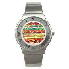 Stripes Color Oil Stainless Steel Watch by BangZart