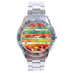 Stripes Color Oil Stainless Steel Analogue Watch by BangZart