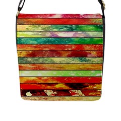 Stripes Color Oil Flap Messenger Bag (l)  by BangZart