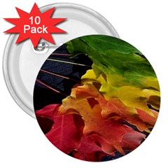 Green Yellow Red Maple Leaf 3  Buttons (10 Pack)  by BangZart