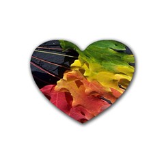 Green Yellow Red Maple Leaf Heart Coaster (4 Pack)  by BangZart