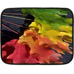 Green Yellow Red Maple Leaf Fleece Blanket (mini) by BangZart