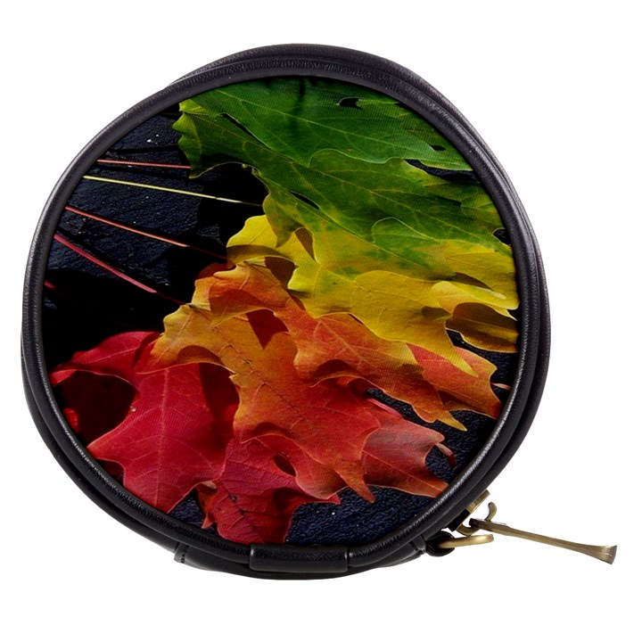 Green Yellow Red Maple Leaf Mini Makeup Bags