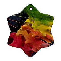 Green Yellow Red Maple Leaf Snowflake Ornament (two Sides) by BangZart