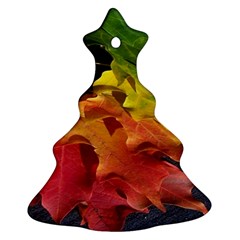 Green Yellow Red Maple Leaf Christmas Tree Ornament (two Sides) by BangZart