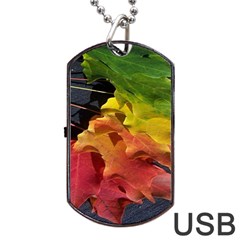 Green Yellow Red Maple Leaf Dog Tag Usb Flash (one Side) by BangZart