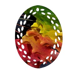 Green Yellow Red Maple Leaf Ornament (oval Filigree) by BangZart