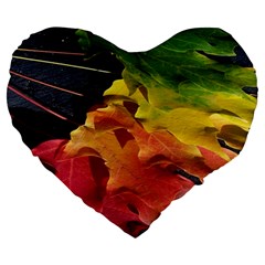 Green Yellow Red Maple Leaf Large 19  Premium Heart Shape Cushions by BangZart