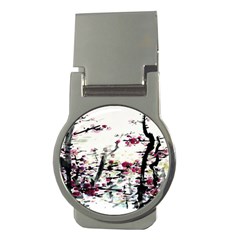 Pink Flower Ink Painting Art Money Clips (round)  by BangZart