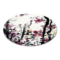 Pink Flower Ink Painting Art Oval Magnet by BangZart