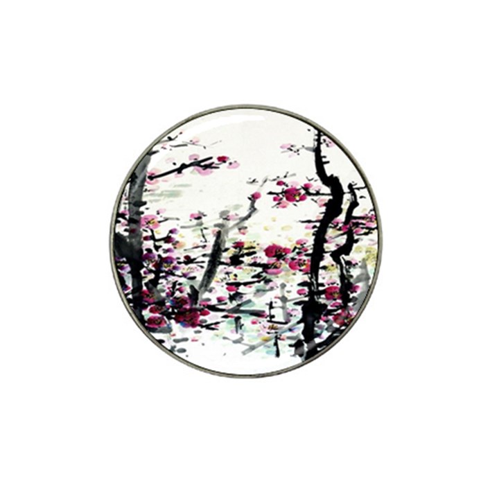 Pink Flower Ink Painting Art Hat Clip Ball Marker (10 pack)