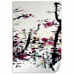 Pink Flower Ink Painting Art Canvas 12  X 18   by BangZart