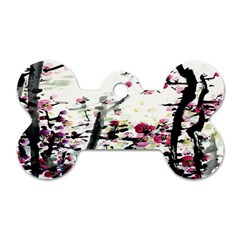 Pink Flower Ink Painting Art Dog Tag Bone (one Side) by BangZart