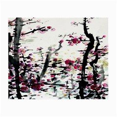 Pink Flower Ink Painting Art Small Glasses Cloth (2-side) by BangZart