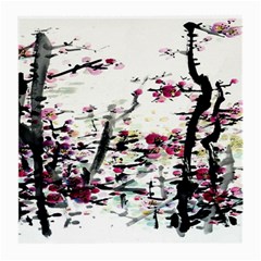 Pink Flower Ink Painting Art Medium Glasses Cloth (2-side) by BangZart