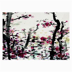 Pink Flower Ink Painting Art Large Glasses Cloth by BangZart